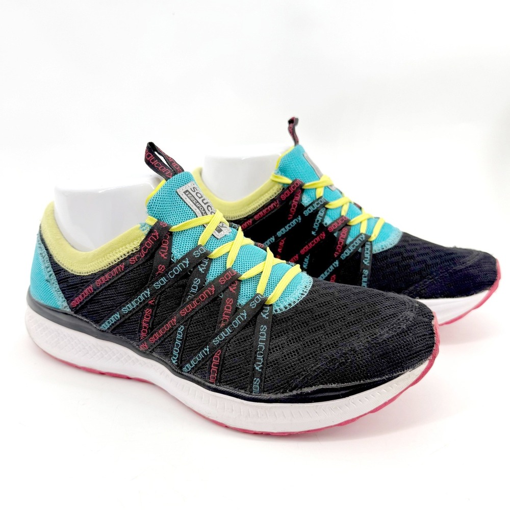 Saucony Versafoam Running Shoes Womens 8.5 Black Teal Mesh Running Gym